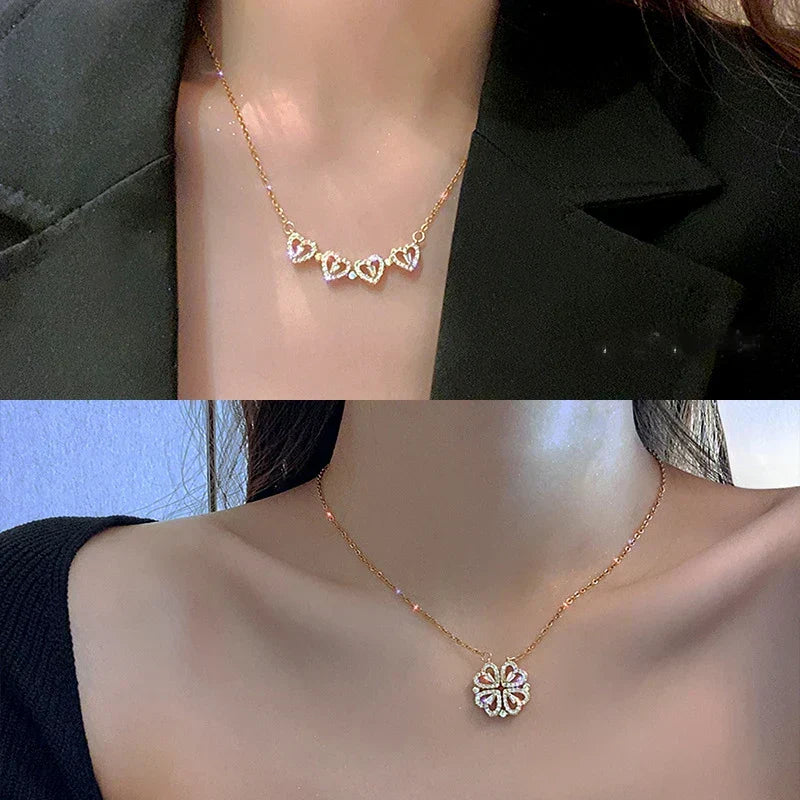 Collana Quadrifoglio Magnetica a Cuore